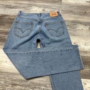 Vintage Y2K Levis 505 Mid Wash Blue Mens 34x33 Regular Straight Jeans‎ Red Tab